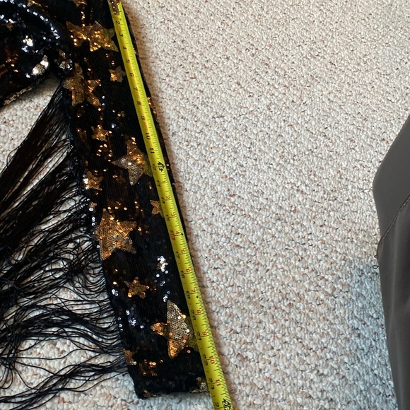 Nasty Gal Sequin Fringe Dress Star Sequin Plunge Neck sparkle phish size 4 - Picture 11 of 16